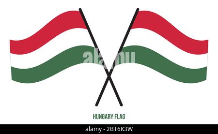 Ungarn Fahne winken Vector Illustration auf weißem Hintergrund. Ungarn Landesflagge. Stock Vektor