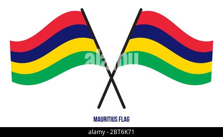 Mauritius Fahne winken Vector Illustration auf weißem Hintergrund. Mauritius Flagge. Stock Vektor