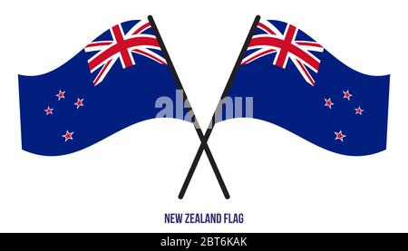 Neuseeland Flagge schwenkten Vector Illustration auf weißem Hintergrund. Neuseeland Nationalflagge. Stock Vektor