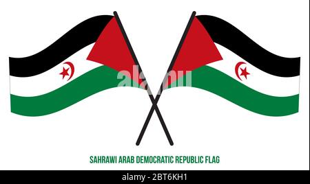 Arabische saharauische Demokratische Republik Flagge schwenkten Vector Illustration auf weißem Hintergrund. Arabische saharauische Demokratische Republik Nationalflagge. Stock Vektor