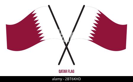 Katar Fahne winken Vector Illustration auf weißem Hintergrund. Qatar National Flagge. Stock Vektor