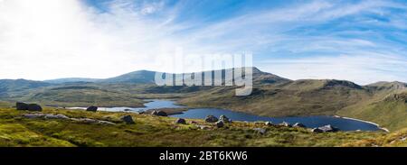 Panoramablick auf Loch Neldricken und Ben Yellary, Galloway Forest Park Stockfoto