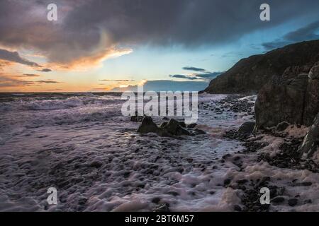 St Ninian's Beach in der Abenddämmerung, Whithorn, Machars Coast, Galloway Stockfoto