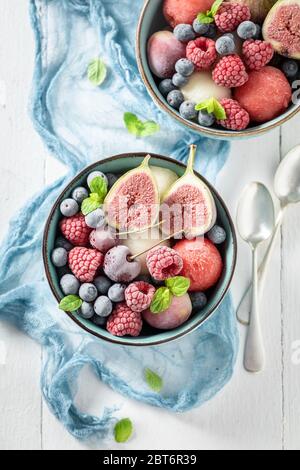 Von oben nach unten Blick auf Eis Sorbet Stockfoto