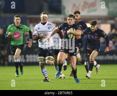 EDINBURGH , SCHOTTLAND - Februar 28 : James Johnstone von Edinburgh Rugby macht eine Pause während des Guinness PRO14 Runde 13 Spiel zwischen Edinburgh Rug Stockfoto