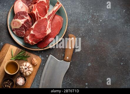 Verschiedene Fleischstücke Stockfoto