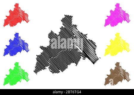 Banja Luka City (Bosnien und Herzegowina, Bosnien-Herzegowina, Republika Srpska) Karte Vektor-Illustration, Skizze Stadt Banjaluka Karte Stock Vektor