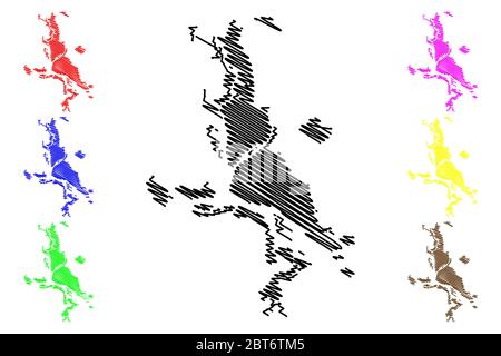 Arkhangelsker Stadt (Russische Föderation, Russland) Karte Vektor-Illustration, Skizze Stadt des Erzengels oder Archangelsker Karte Stock Vektor