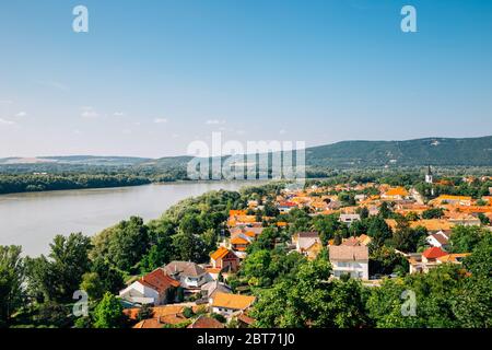 Esztergom die Stadt und Donau Panorama in Ungarn Stockfoto