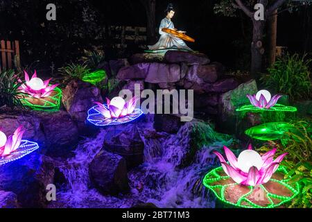 Nizza, Frankreich, 5. Januar 2020 – Bunte chinesische Laternen zeigen beim Festival „Baie des lumieres“ im Parc Phoenix Stockfoto