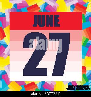 Symbol Juni 27. Für die Planung wichtiger Tag. Banner für Feiertage und besondere Tage. Juni. Abbildung. Stock Vektor