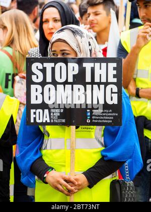 29. Juli 2014 marsch gegen den Zionismus und die Bombardierung von Gaza - London, England Stockfoto