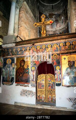 nside Ansicht der byzantinischen Kirche Panagia Parigoritissa (13. Jahrhundert n. Chr.) in Arta, Griechenland Stockfoto
