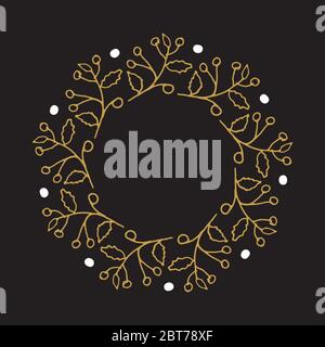 Weihnachtskranz Runde Rahmen Set handgezeichneten Kritzeleien. Vektorgrafik. Stock Vektor