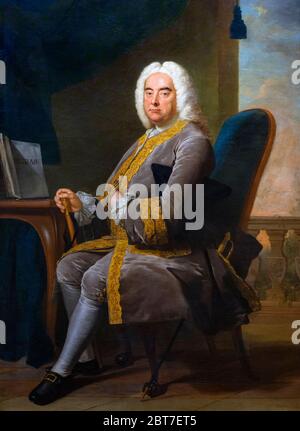 George Frideric (oder Frederick) Händel (1685-1759), Porträt von Thomas Hudson, Öl auf Leinwand, 1756. Stockfoto
