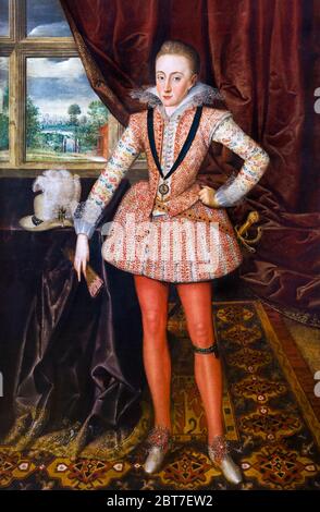 Henry Frederick, Prince of Wales (1594-1612) Porträt von Robert Peake der Ältere, Öl auf Leinwand, c. 1610. Stockfoto