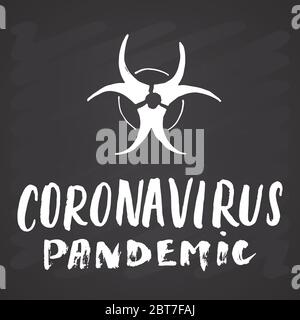 Symbol für das Symbol für das Symbol für das Symbol für das Biohazard-Symbol des Coronavirus Vektorgrafik auf dem Hintergrund der Tafel. Stock Vektor