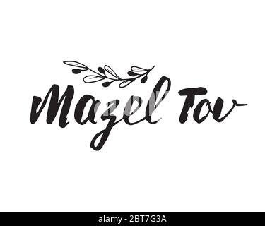 Mazel tov kalligraphischen Schriftzug Zeichen. Handgezeichnete Skizzenkritzeleien. Vektorgrafik. Stock Vektor
