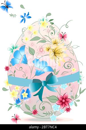 Osterhintergrund mit Ei und Frühlingsblume. Vektorgrafik Stock Vektor