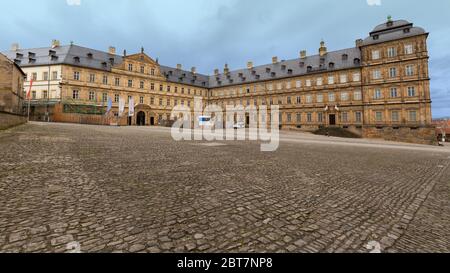 Panorama der Neuen Residenz Bamberg und Domplatz. Das historische Gebäude war die Residenz der Fürstbischöfe. Stockfoto