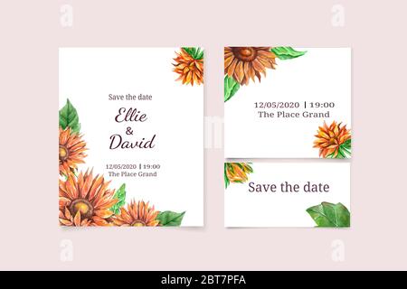 Speichern Sie das Datum Vektor Hochzeit Einladung Karte Mockup Stock Vektor