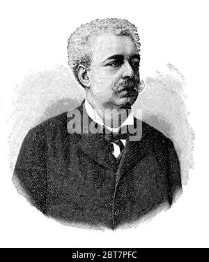 Gravurporträt von Edmondo De Amicis (1846 - 1908) Italienischer erfolgreicher Schriftsteller, bekannt durch seinen Kinderroman Cuore (Herz) Stockfoto