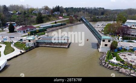 Port Stanley Bascule Brücke in Reparatur 2020 Stockfoto