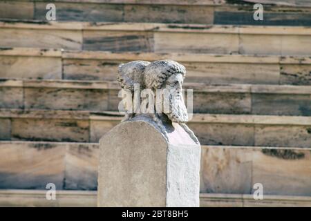 Athen Griechenland September 2, 2019 Blick auf das Panathenaic Stadium oder Kallimarmaro, es ist das einzige Stadion in der Welt, das vollständig aus Marmor gebaut wurde Stockfoto