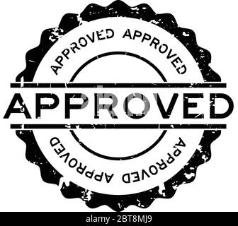 Grunge schwarz genehmigt Wort rund Gummi-Dichtung Stempel auf weißem Hintergrund Stock Vektor