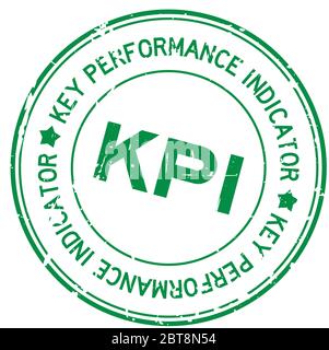 Grunge grün KPI Wort (Abkürzung Schlüssel Performance Indicator) runde Gummidichtung Stempel auf weißem Hintergrund Stock Vektor