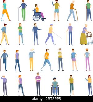 Symbole für Behinderte gesetzt. Cartoon-Satz von behinderten Vektor-Symbole für Web-Design Stock Vektor