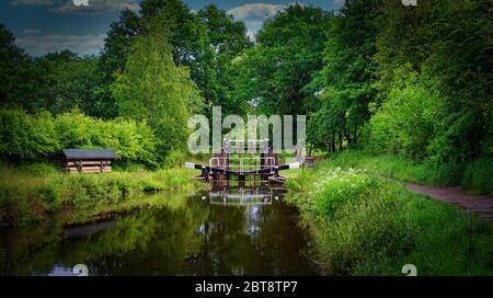 Loxwood Wey und Arun Kanal Schleusentore Stockfoto