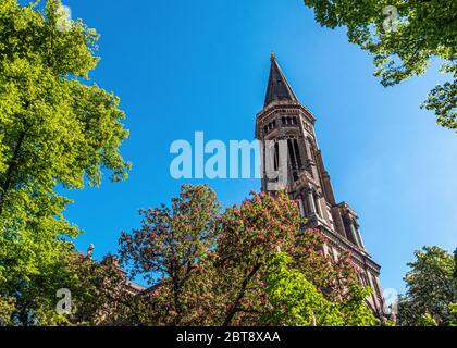 Zionskirche Berlin evangelische Kirche Außen- und Kirchturm, der Zion Kirche in Neo-Romantic Stil mit Terrakotta Ziegel in Mitte, Berlin Stockfoto