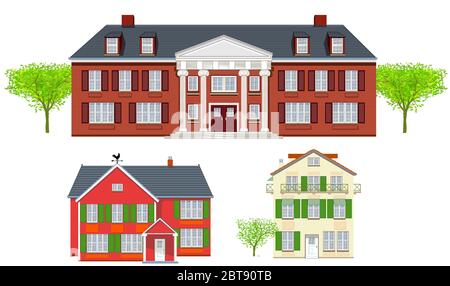 Herrenhaus, Wohnhaus, Immobilien, Familienhäuser, Stock Vektor