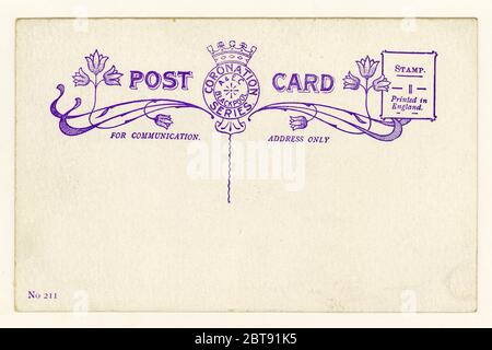 Rückseite der Postkarte aus dem frühen 1900, U.K um 1910 Stockfoto