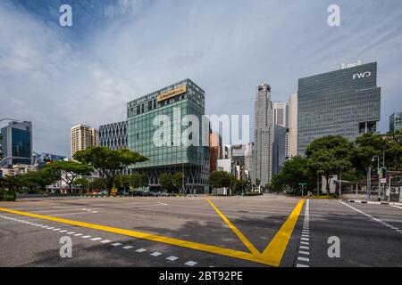 Mindestfahrwagen seit dem Ausbruch von Covid-19 in Singapur. Ein riesiger wirtschaftlicher Schaden für das BIP des Landes. Stockfoto