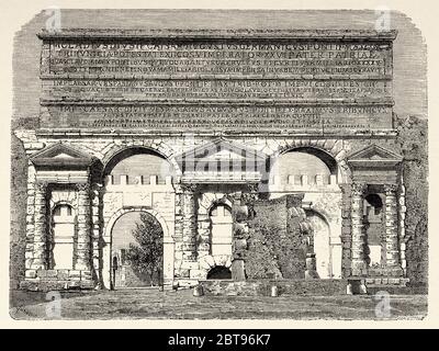 Porta Maggiore, Porta Prenestina oder Labicana in den Aurelianischen Mauern, Rom. Italien, Europa. Reise nach Rom von Francis Wey 19. Jahrhundert Stockfoto