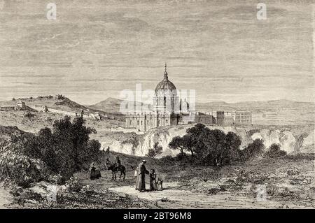 Blick auf den Petersdom und die Vatikanischen Paläste, Rom. Italien, Europa. Reise nach Rom von Francis Wey 19. Jahrhundert Stockfoto