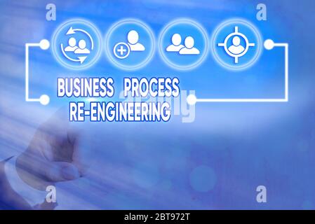 Schreiben Hinweis Übersicht Business Process Engineering. Business Konzept für die Analyse und das Design von Workflows Stockfoto