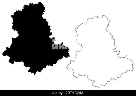 Departamento Haute-Vienne (Frankreich, Frankreich, Frankreich, Region Nouvelle-Aquitaine) Karte Vektorgrafik, Skizze Haute Vienne Karte Stock Vektor