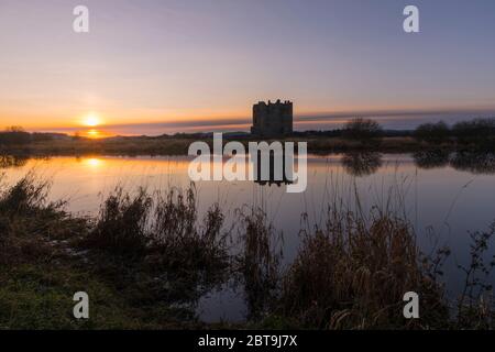 Treave Castle bei Sonnenuntergang im Herbst, in der Nähe von Castle Douglas, Dumfries & Galloway, Schottland Stockfoto