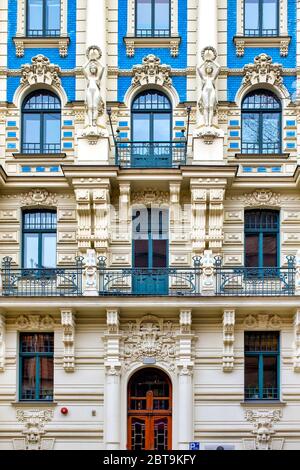 Jugendstilgebäude in Alberta Iela, Riga, Lettland Stockfoto