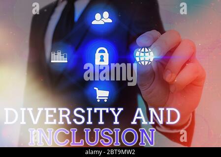 Hinweis zur Vielfalt und Integration. Das Geschäftskonzept für die Unterschiede in der Bandbreite umfasst das Geschlecht der Rasse Stockfoto