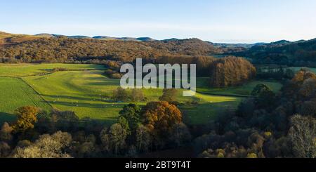 Luftaufnahme des Fleet Valley National Scenic Area im Herbst, in der Nähe von Gatehouse of Fleet, Dumfries & Galloway, Schottland Stockfoto