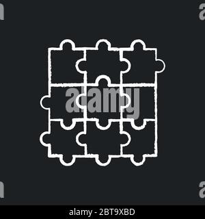 Puzzle Kreide weiß Symbol auf schwarzem Hintergrund Stock Vektor