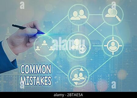 Text zeichen Häufige Fehler angezeigt. Business Foto text Aktionen, oft synonym mit Fehler verwendet werden. Stockfoto