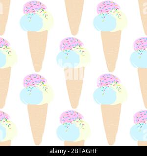 Vektor nahtlose Muster Illustration das Eis im Cartoon-Stil Pastell Farbe in weiß Stock Vektor