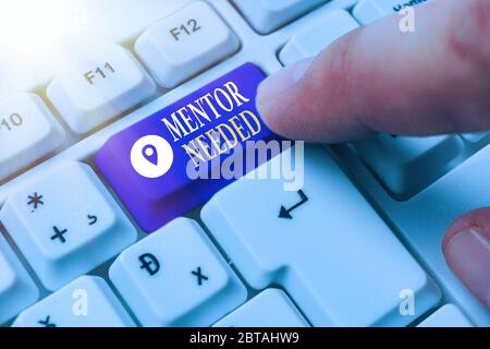 Konzeptionelle Handschrift zeigt Mentor benötigt. Konzept Bedeutung wollte Hilfe für erfahrene oder kenntnisreicher eine Person Stockfoto