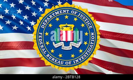 Federal Bureau of Investigation FBI Flagge USA Flagge winken im Wind. National Security FBI Federal Bureau of Investigation Flag Hintergrund, 3d-Rendering. Stockfoto