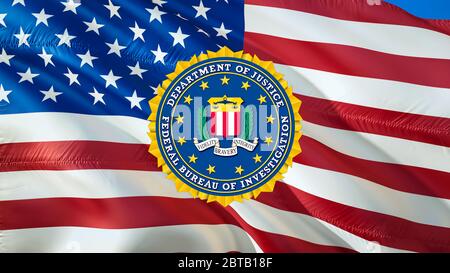 Federal Bureau of Investigation Flagge USA FBI Flagge winkt im Wind. National Security FBI Federal Bureau of Investigation Flag Hintergrund, Stockfoto